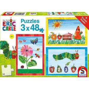 Schmidt Spiele De wereld van de kleine rups Nimmersatt, kinderpuzzel, kinderpuzzels, 3 x 48 stukjes, 56431