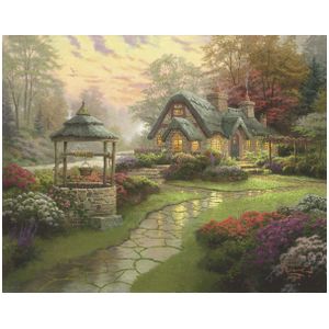Huis met bron (Thomas Kinkade) - Puzzel (1000)