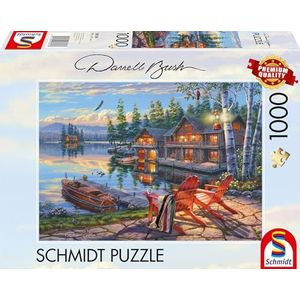 Schmidt Spiele 58530 Darrel Bush, meer aan Loon Lake, New York, puzzel met 1000 stukjes, kleurrijk