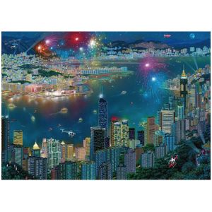 Vuurwerk Boven Hong Kon - 1000 Stukjes Puzzel