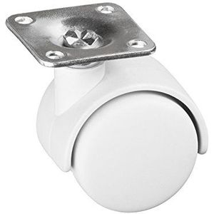 Metafranc Dubbele rol Ø 40 mm - 38 x 38 mm plaat - kunststof wiel - hard loopvlak - glijlagers - 20 kg draagkracht/transportrol/meubelrol/containerrol / 802150
