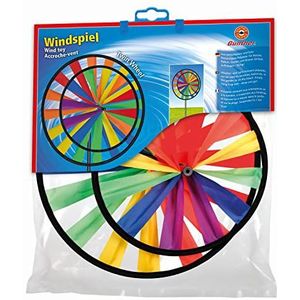 Paul Günther 1304 - Kleurrijke windgong Twin Wheel, ca. 28 x 70 cm groot, als decoratie voor tuin, terras en balkon, weer- en lichtbestendig