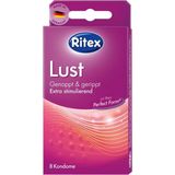 Ritex - Lust - Condooms - 8 Stuks - Genopt en Geribbeld - Natuurkautschuklatex
