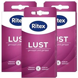 Ritex LUST condoom, genopt en geribbeld, 24 stuks, Geproduceerd in Duitsland