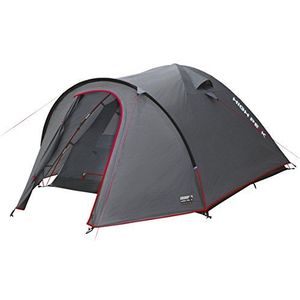 High Peak 10202 Koepeltent Nevada 3, campingtent met voorbouw, iglotent voor 3 personen, dubbelwandig, 3.000 mm waterdicht, ventilatiesysteem, weerbestendige ingang, muggenbescherming,300x190x125 cm,Donkergrijs/rood