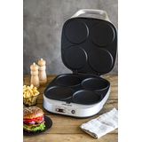 Rommelsbacher pannenkoekenmaker PC 1800 – elektrische pancake maker met 4 bakvormen, timer en antiaanbaklaag – ook geschikt voor burgers en aardappelpannenkoeken