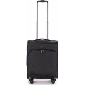 Stratic Mix Zachte koffer met wieltjes, handbagage, TSA-kofferslot, 4 wielen, uittrekbaar, zwart, S, maat S, zwart., Maat S