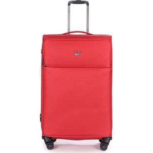 Stratic Light + Zachte koffer met wieltjes, handbagage met TSA-kofferslot, 4 wielen, uittrekbaar, rood, 79 cm, maat L, Rood, Maat L