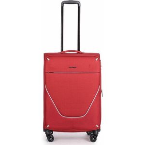 Stratic Strong Zachte koffer met wieltjes, handbagage met TSA-kofferslot, 4 wielen, uittrekbaar, Rode wijn, Maat M