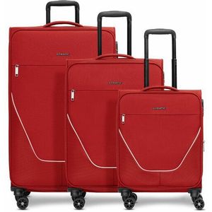 Stratic taska 4-wiel kofferset 3-delig met rekbare vouw dark red