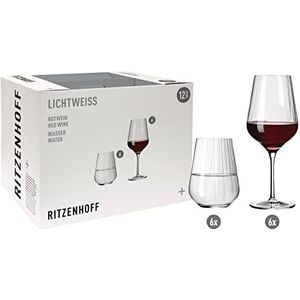 RITZENHOFF 6111009 set rode wijn en waterglas, serie sterslijping, 12 stuks, voor 500 ml, stijlvol, Made in Germany, transparant