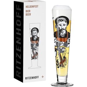 RITZENHOFF 3481002 white beer glass 500 ml - set of 2 - series useful life set no. 2, 2 pieces with multicoloured digital print