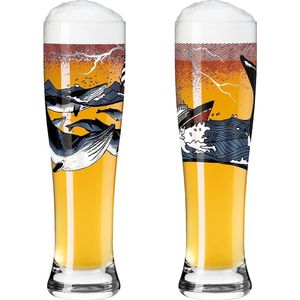 witbierglas 500 ml – set van 2 – serie gebruikstijd set nr. 6 – 2 stuks met veelkleurige digitale print