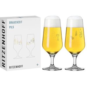 RITZENHOFF 3471006 bierglazen, 300 ml, serie Brauchzeit, hop en mout, meerkleurig, Made in Germany