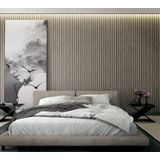 Botanica - Hout - Latjes - Behang - Woonkamer - Slaapkamer - Wit - 0,53 x 10,05 M.