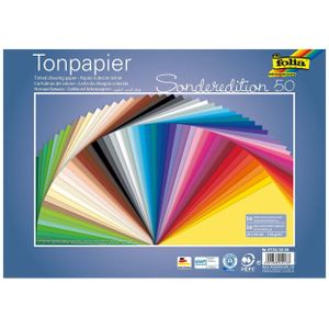 folia Tonpapier, 130 g/m², sortierte Farben, 25 x 35 cm, 50 Bogen