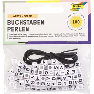 Folia letterkralen met draad wit (100 stuks)