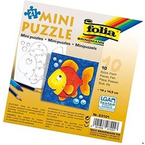 folia 23101 - mini puzzel vis, ca. 14 x 14,5 cm, 21 delen, 10 stuks, wit - pas puzzelen dan schilderen, voor kinderen, jongens en meisjes