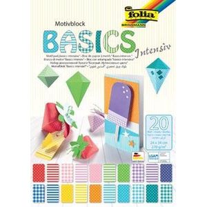 folia 48249 - Motiefblok Basics Intensief, 20 vellen, ca. 24 x 34 cm - basis voor diverse knutselwerk en ideeën