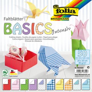 Vouwblaadjes Folia 80gr 20x20cm 50 vel 2-zijdig 10 basics designs