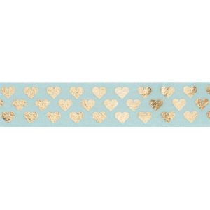 Folia - Washi Tape - Hartjes - Goud - 15 mm x 5 m