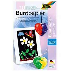 folia 750 - map met gekleurd gekleurd papier, met rubber, 10 vellen, 80 g/m², ca. 18,5 x 29,7 cm, ideaal voor diverse knutselwerkjes