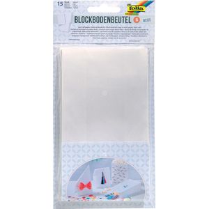 Folia cadeau zakjes papier wit 100 x 175 x 55 mm (15 stuks)