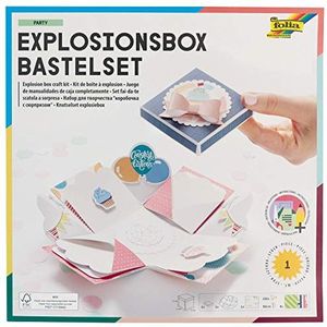 folia 11611 - knutselset explosiebox party, originele geschenkdoos met openklapfunctie, ca. 7,5 x 7,5 x 7,5 cm groot, ideaal voor verjaardag, bruiloft, Moederdag, Valentijnsdag, enz.