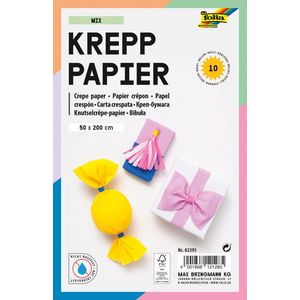 Crêpepapier folia 50x200cm mix 10 kleuren | Pak a 10 rol
