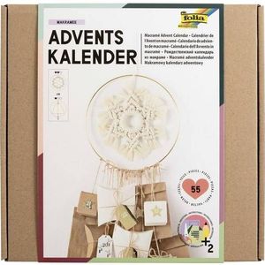 folia 9386 Knutselset voor het maken van een individuele adventskalender met trendy macramé-element, meerkleurig