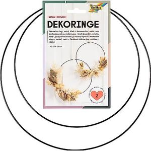 folia 24204 Set van 2 zwarte metalen decoratieve ringen om te knutselen, diameter 25 cm en 30 cm, dikte ca. 3 mm