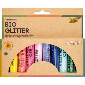 folia 57817 - Rainbow L Bio glitter mix - 10 tubes 7 g organische glitter - 10 verschillende kleuren - voor decoratie en decoratie