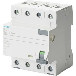 Siemens Sentron – differentieel type A 25 A 3+neutraal 30 mA, 400 V, 4 modules vertraging