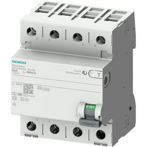 Siemens 5SV33444 FI-stroomonderbreker 3P+N TypB kortstondig vertraagd 30mA 40A 400V