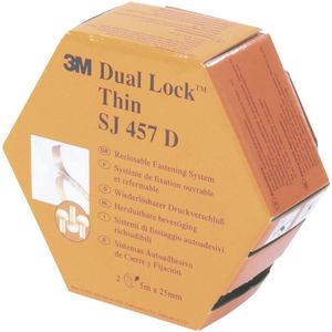 3M Dual Lock SJ457D, herbruikbaar bevestigingssysteem - voor vlakke bevestiging, daarom slechts half zo dik als standaard Dual Lock druksluitingen -25 mm x 10 m, doorschijnend, dikte: 2,5 mm (1-pack)