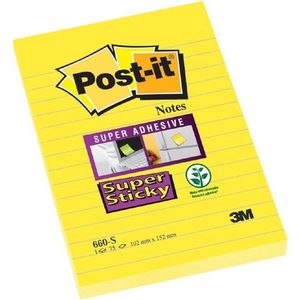 Memoblok post-it 660 super sticky 102x152 geel | 6 stuks