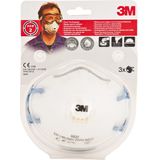 3M - Stofmasker voor handmatig en machinaal schuren 8822, Ffp2, ventiel, 3 stuks