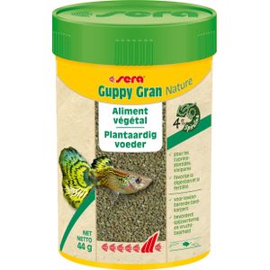 sera Guppy Gran Nature 100 ml (44 g) - plantenvoer van langzaam zinkend softgranulaat, guppy voer en voor levendbarenden, zwaarddragers, platy, molly enz.