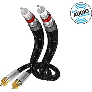 Inakustik 006041007 2 RCA Stereo Audio Kabel 0,75 m voor Source Audio DAC/voorversterker/Tuner/CD speler/versterker/zwart/zilver