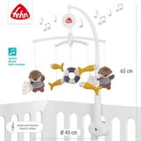 Fehn Muziekmobiel - Opwindmobiel met muziekmelodie van Mozart slaapliedje en figuren om te kalmeren en bezig te houden, met bevestiging aan het babybed van 0 tot 5 maanden