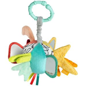 Fehn Grijpbal babyspeelgoed - speelbal met bevestigingsring - babyspeelgoed met dierenstem, ritselpapier en spiegel - stoffen bal motoriekspeelgoed - speelgoed voor baby's en peuters vanaf 3 maanden