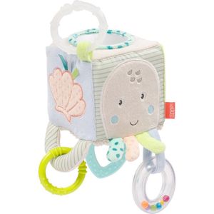 Fehn 054446 Activity-kubus Zeeskinder – speelgoed om op te hangen voor baby's en peuters vanaf 0+ maanden – bevordert tastgevoel en fijne motoriek – afmetingen: 10 x 10 cm