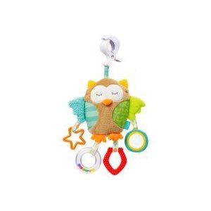 Fehn Hibou 071160 pluche dier, uil, motoriekontwikkelingsspeelgoed om op te hangen, voor baby's en peuters vanaf 0 maanden, afmetingen: 25 cm