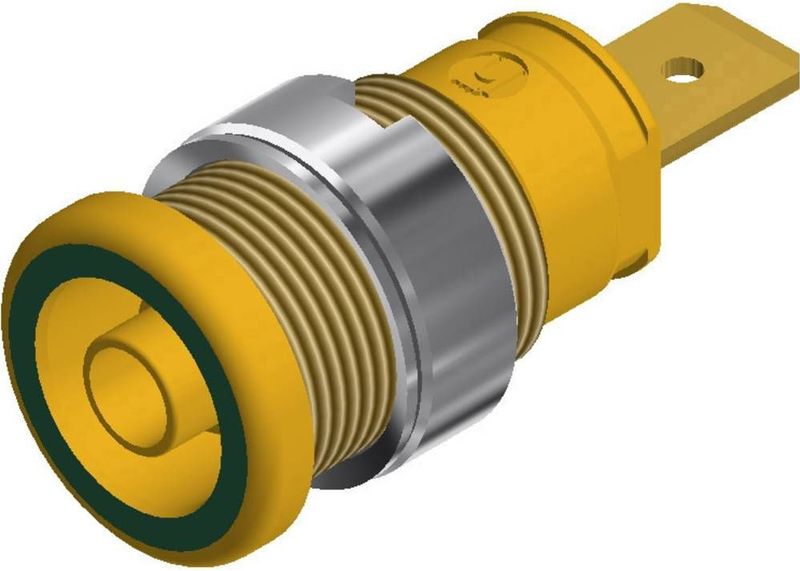 SKS - Hirschmann SEB 2620 F6,3 Veiligheids-labconnector - Groen - Geel - Inbouw Verticaal - Stift-Ø 4 mm - 1 stuk