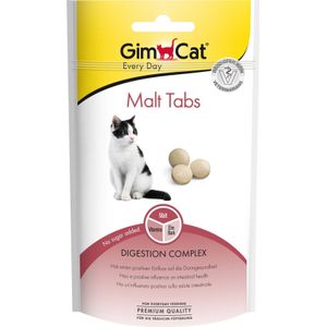 GimCat Malt Tabs - Aanvullend kattenvoer / kattensnack voor gezonde darmen - 40gr - Tabs 40g