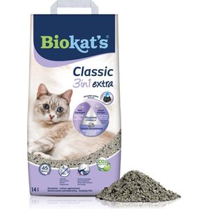 Biokat's Classic 3in1 Extra - 14 L - Kattenbakvulling - Klontvormend - Parfumvrij - Actieve kool