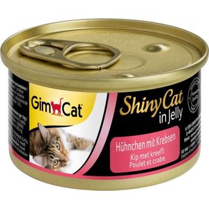 GimCat ShinyCat in Jelly kip met kreeft - Natvoer voor katten, met vlees en taurine - 24 blikken (24 x 70 g)