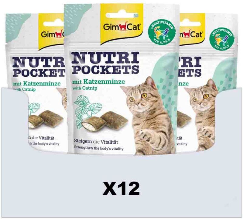 12x GimCat Nutri Pockets Multi-Vitamin & Kattenkruid 60 gr