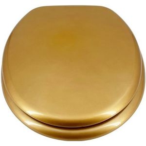 ADOB wc-bril wc-bril houten kern goudmetallic, verstelbare messing verchroomde scharnieren, 85069