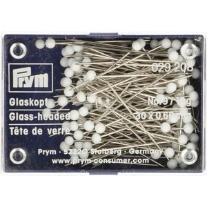 Glaskopspelden zilverkleurig wit 0,60 x 30 mm